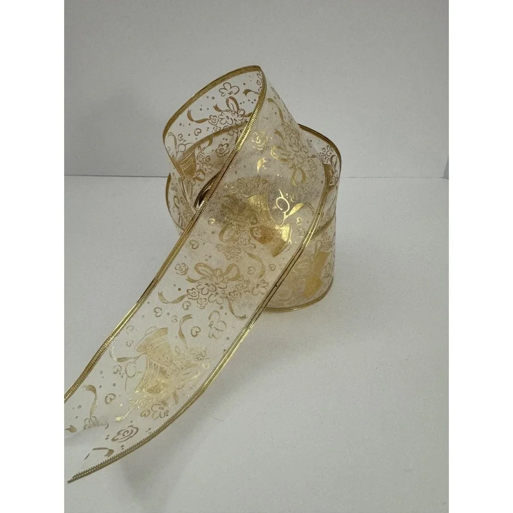 Gold Sheer  - Wired Edge Ribbon - 2.5